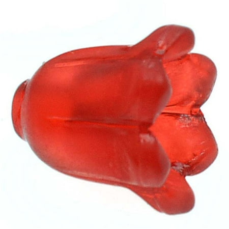 Ruby Bell - Lucite Tulip Bell Flower Bead Caps Matte Ruby Red 9mm (8)