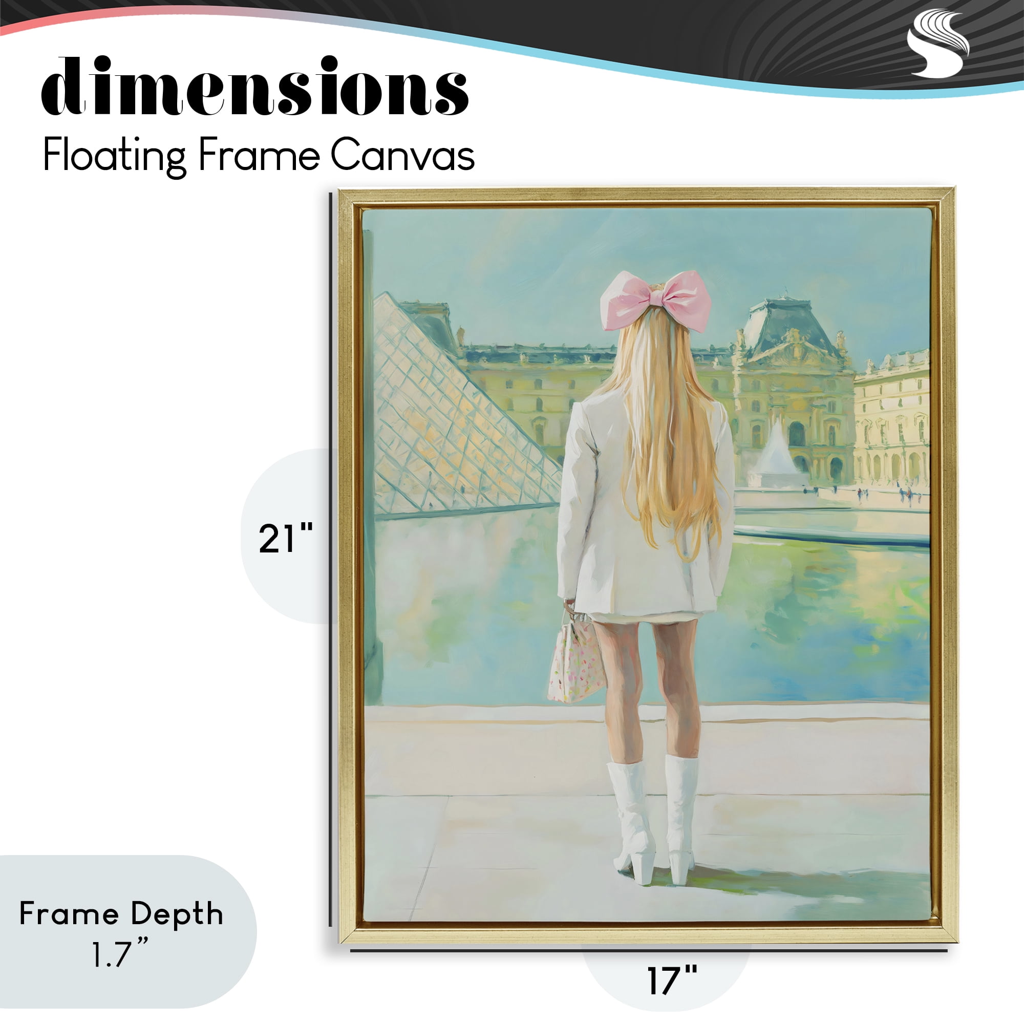 Stupell Industries Girl In Paris Observing Gold Framed Floater Canvas Wall Art, design by The Prints Vibe