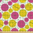 thumbnail image 2 of Ambesonne Christmas Fabric by the Yard Upholstery, Noel Big Little Circles, 1 Yard, Earth Yellow and Hot Pink, 2 of 5