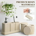 thumbnail image 6 of Bathroom Accessories Set, 6 Piece Bathroom Set with Toothbrush Holders, Soap Dispenser, Vanity Tray, Tumbler, Cotton Swab Jars, Bathroom Organizer，Bathroom Sink Sets, Stone Beige, 6 of 7