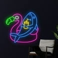 thumbnail image 3 of Handmadetneonsign Shark Flamingo Pool Float Neon Sign, Flamingo Wall Art Decor, Swimming Pool Wall Decor, 3 of 5