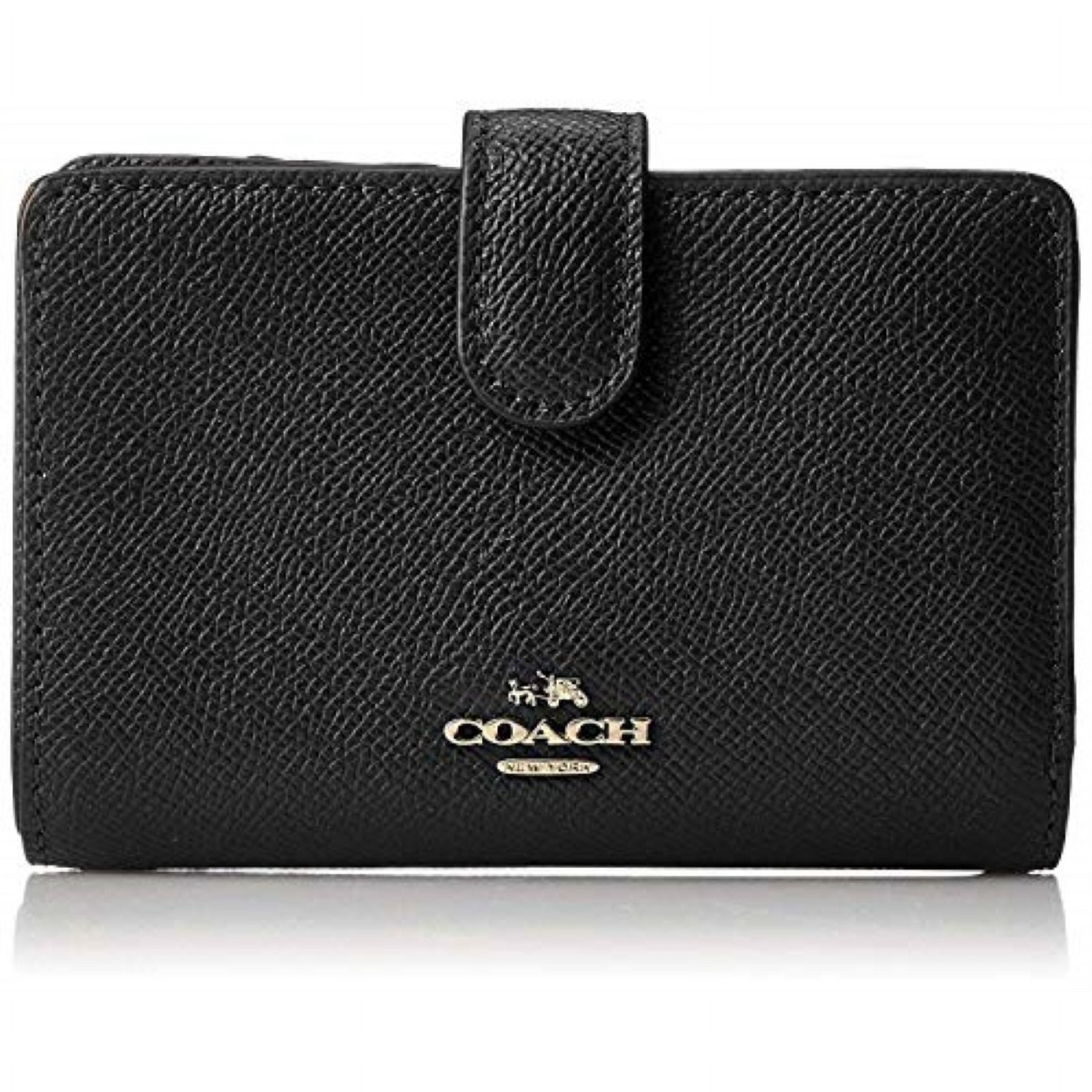 Coach Crossgrain Leather Medium Corner Zip Wallet, Black - Walmart.com