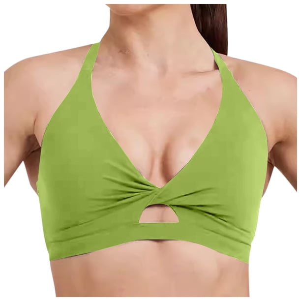 Sujetador deportivo a prueba de golpes para mujer - Tirantes ajustables, cuello en V, relleno extraíble, nailon/spandex, yoga, running, fitness, tallas S-XL, contorno de pecho 66-75 cm