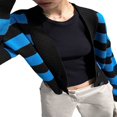 thumbnail image 2 of Women V-Neck Cardigan Contrast Color Long Sleeve Sweater Buttons Fall Casual Soft Knit Cropped Coat, 2 of 8