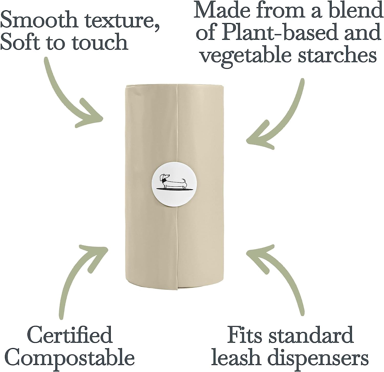 Dog Poop Bags Rolls - 90 Compostable & Biodegradable for Puppy Walks, Travel, Thick Refill Housebreaking dog poo bags Premium Cornstarch Pet Poo Dogs