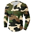 thumbnail image 2 of Dagegui Men's Camo Henley Shirts Long Sleeve Crewneck Button Shirt Big and Tall Camouflage Athletic Tees Fall Outdoor Hiking Camping Tops Khaki 5XL, 2 of 4