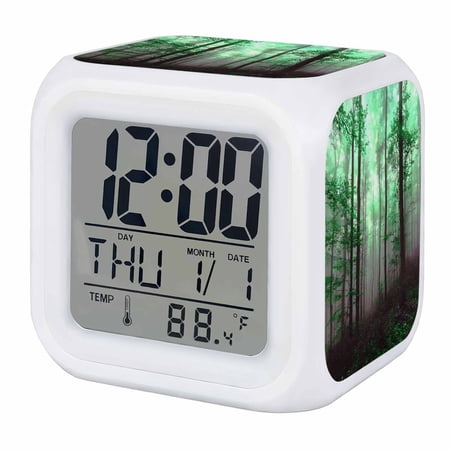 Green Forest Digital Alarm Clock for Bedrooms, Smart LED Alarm Clock with 7 Color Changing Night Light Green Forest Digital Alarm Clock for Bedrooms, Smart LED Alarm Clock with 7 Color Changing Night