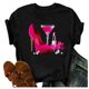 thumbnail image 2 of ICHUANYI Clearance Women's Fashion Floral Graphic Print Short Sleeve T-Shirt Casual Blouse(Black, L) ICHUANYI WER2023081505998, 2 of 4