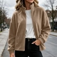 thumbnail image 3 of Fleece Jacket for Women Fashion Casual Cozy Solid Color Long-Sleeve Outerwear for Fall Winter Outdoor Lounge, 3 of 9