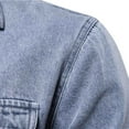 thumbnail image 4 of HOOMEUMY Men's Denim Shirt Long Sleeve Button Down Slim Fit Turndown Collar Washed Jean Jacket Workwear Tops Blue S, 4 of 7