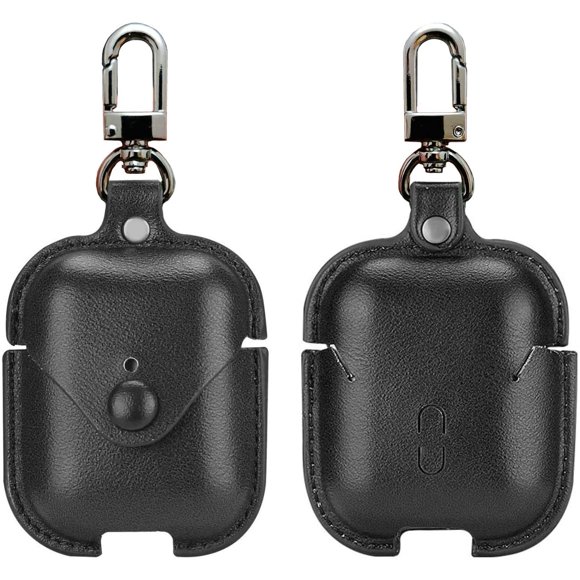 Charging Case Cover for Apple Airpods , PU Leather Case Compatible with Apple Airpods 1 / 2 Charging Case - Black