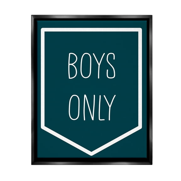 Stupell Industries Minimal Boys Only Typography Painting Black Floater Framed Canvas Art Print Wall Art, 17 x 21