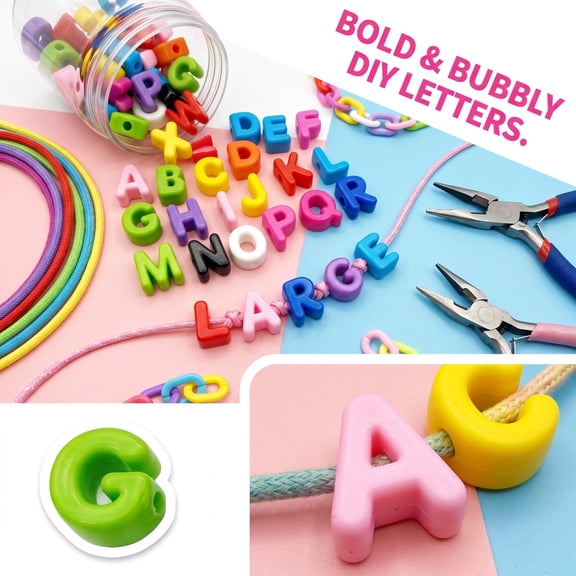 26 Pcs Large Acrylic Letter Beads Colorful Big Alphabet Beads Chunky Initial Bead For Friendship Bracelets Making Keychains Bag Charms Shoelaces