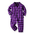 thumbnail image 2 of Hwmodou Girls Pajamas Sets 2 Piece Toddler Boy Girl Cotton Blend Long Sleeve Plaid Tops T Shirt Shorts Leisure Outfits Dailywear,6M-7Y, 2 of 6