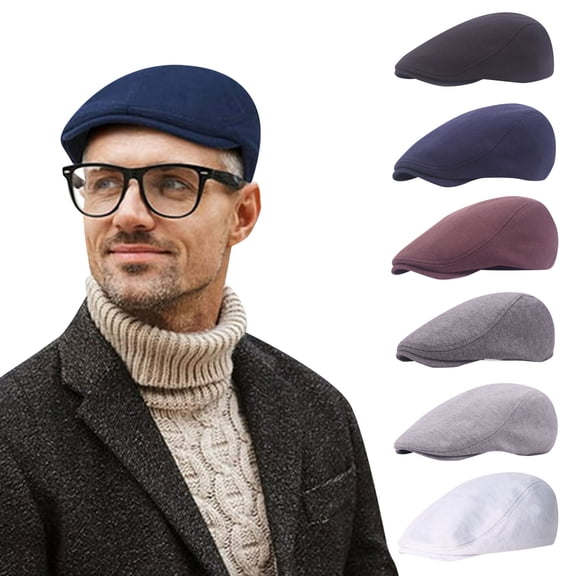 Newsboy Men's Hat Cotton Soft Stretch Fit Men Cap Cabbie Driving Hat For Men Gifts(Black One Size)