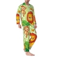 thumbnail image 2 of Salouo African Animals in the Jungle Print Button-Front Long Sleeve Pajama Set for Men, Soft 2Pjs Men's Long Sleeve Sleepwear-Medium, 2 of 7