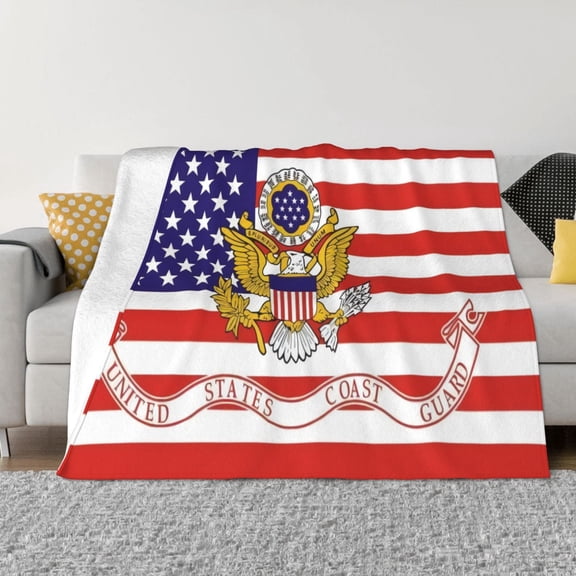 US Coast Guard Blanket Soft and Warm Cozy Flannel Lightweight Throw Blanket for Couch Sofa Bed 50x40