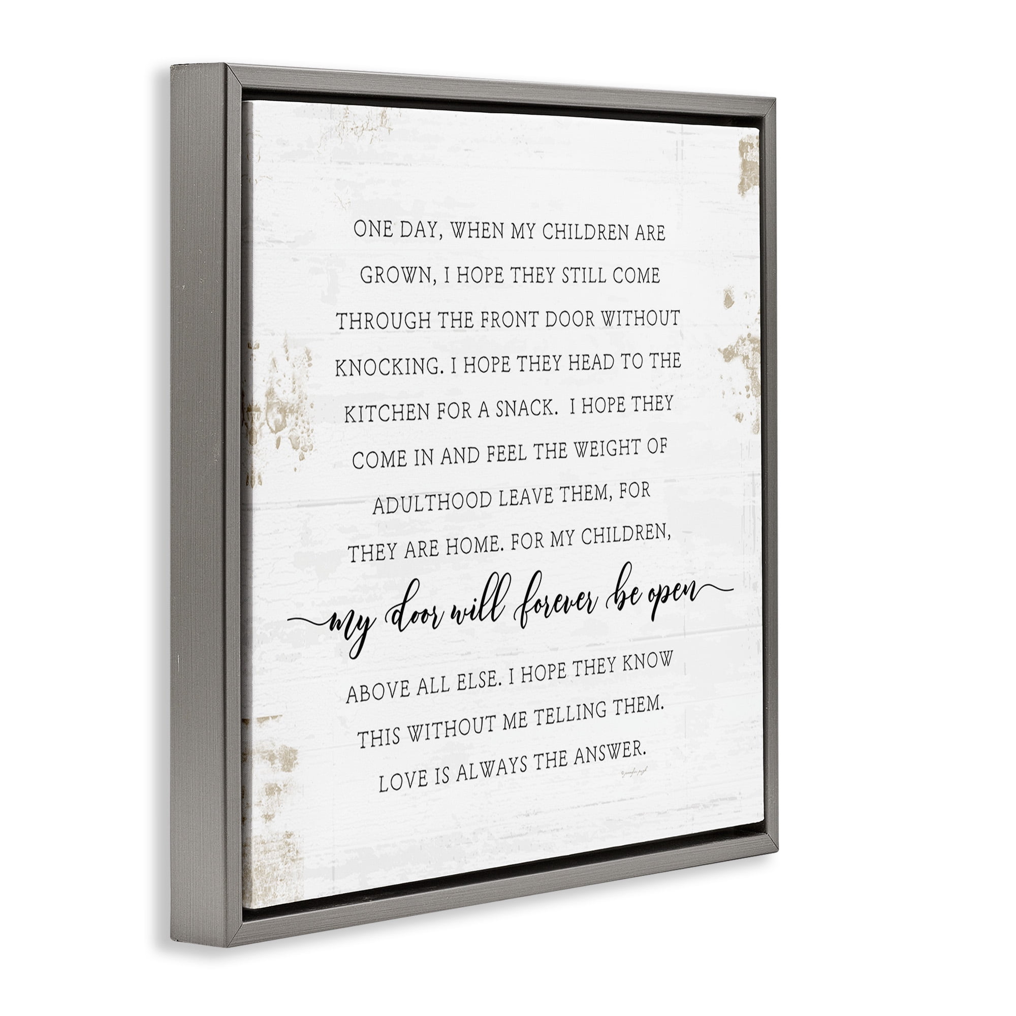 Stupell Industries Homely Parenting Phrase Inspirational Painting Gray Floater Framed Canvas Art Print Wall Art, 18 x 18
