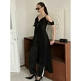 thumbnail image 2 of Women Split Front Ruffle Flowy Long Shirt Sleeveless Backless Spaghetti Strap Layer Chiffon Maxi Tank Top Black S, 2 of 4