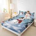 thumbnail image 4 of Feelyou Christmas Snowman Bed Sheets, Poinsettia Flower King Sheets, Kids Teens Girls Boys Sheet Set, Super Cozy Room Decor, 4pcs, 4 of 7