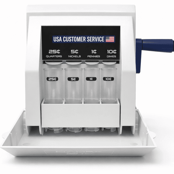 MCS-1800 Precision Manual Coin Sorter and Roller, Hand-Crank Change Counter with 4 Coin Tubes for Pennies, Nickels, Dimes, Quarters