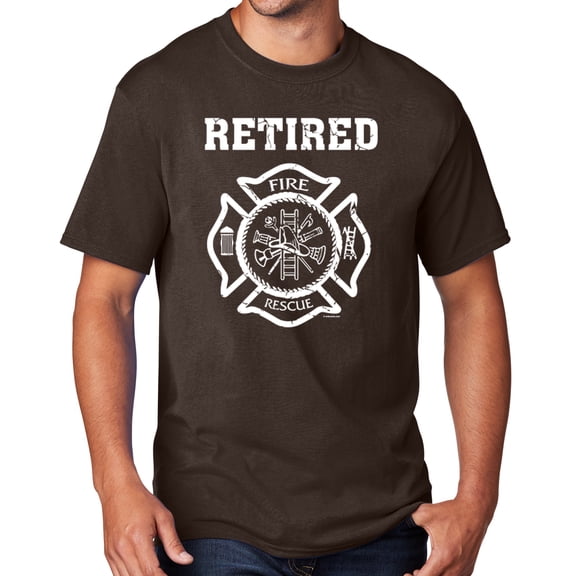 Men's Retired Firefighter T-shirt, 3XL Dark Chocolate Brown - TALL
