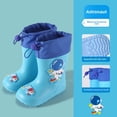 thumbnail image 1 of Botas de lluvia para niños, zapatos de agua antideslizantes cálidos con dibujos animados, botines de bebé de media pantorrilla extraíbles con forro polar para niños y niñas, zapatos de goma para niño, 1 of 5