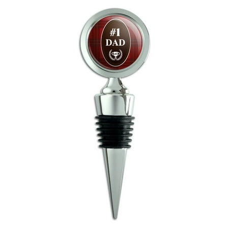 Dad Number One Best Father Plaid Wine Bottle