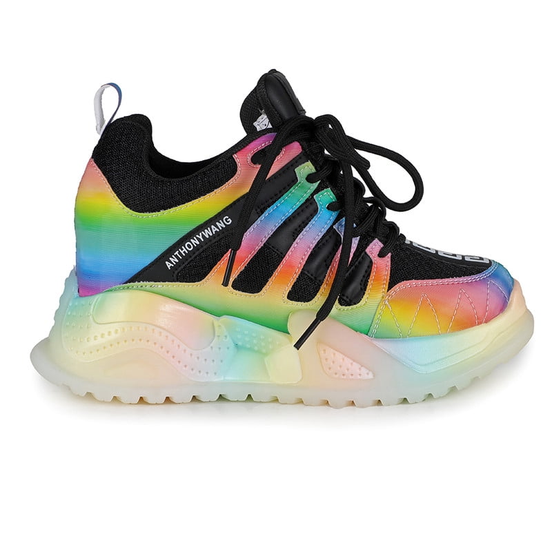 Women’s Rainbow Sporty Chic Wedge Platform Sneakers