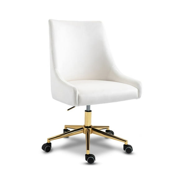 Meridian Furniture Karina Swivel Adjustable Cream Velvet and Gold Office Chair