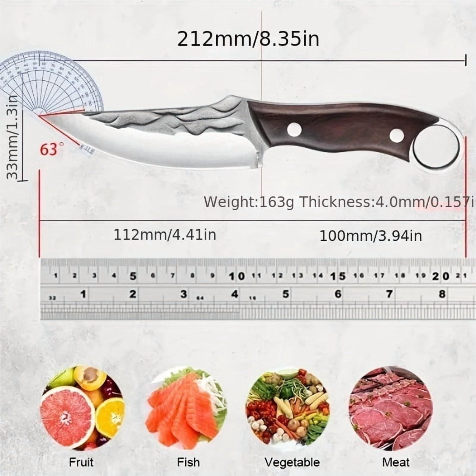 6PCS Stainless Steel Professional Kitchen Chef Knife Set Forged Handmade Meat Cleaver Butcher Knife Camping Knife Boning Utility Fish Vegetable Cutting Knife for Kitchen Convenience
