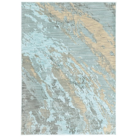 Eloisa Contemporary Abstract Area Rug, Blue/ Grey, 10' x 13'