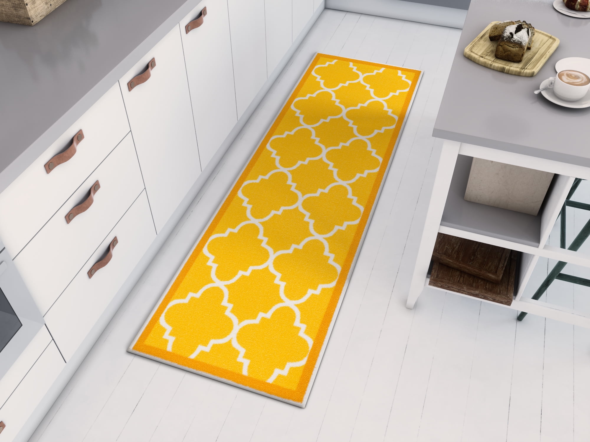 Long Runners Rugs Mustard New Gold Non-Slip Rubber Backed Hall Extra Narrow Mats 