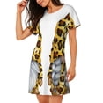 thumbnail image 2 of Fotbe Leopard Gnomes Bata de Dormir para Mujer con Estampado, Camisón de Algodón de Manga Corta, Ropa de Dormir Casual, 2 of 6