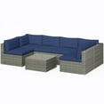 thumbnail image 2 of Mayincolor 7 Piece Patio Furniture Sets All Weather Gery PE Wicker Couch Sofa with Glass Table, Removable Navy Cushions, 2 of 10