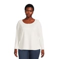 thumbnail image 2 of Terra & Sky Women’s Plus Henley Rib Knit Jersey Top, 2-Pack, 2 of 5