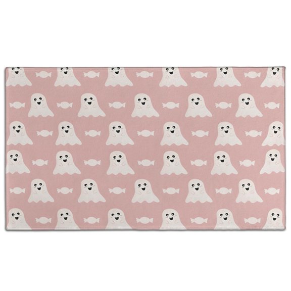 Cute Ghost Halloween Pattern Door Rugs,Washable Non Slip Door Mats Indoor,Decorative Door Mats,Entry Mat Indoor for Entrance,Bedroom,Kitchen,Bathroom,17"x30"
