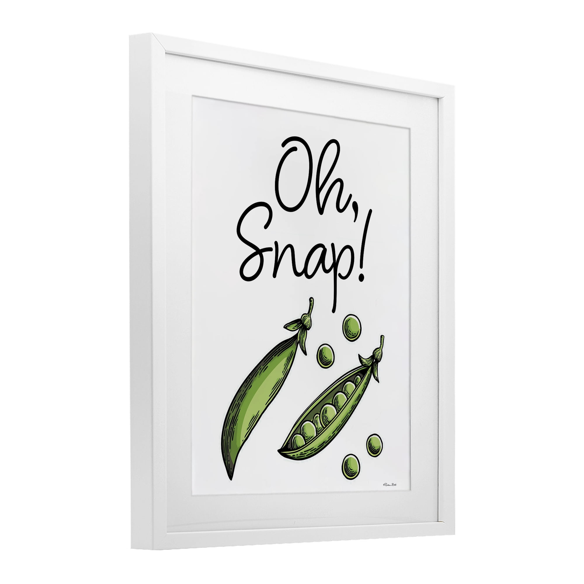 Stupell Industries Oh Snap Peas White Framed Print Under Glass, design by Susan Ball