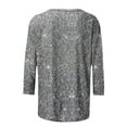 thumbnail image 4 of Women's Summer Sparkle Sequin Tshirt 3/4 Sleeve Casual Crew Neck Dressy Blouses Trendy 2025 Loose Fit Floral Pullover Tops, 4 of 5