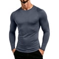 thumbnail image 2 of hoksml Men's Raglan Long Sleeve Compression Shirt, Crew Neck Back Mesh Panel Slim Cut Quick Dry Athletic Base Layer in Solid Colors, 2 of 9