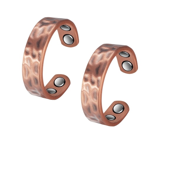 Metaljc 2PCS 3500 Gauss Pure Copper Magnetic Rings for Women, Adjustable Gift for Mom Wife Daughter