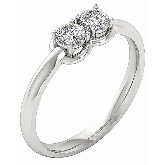 Two Stone Solitaire Women's Engagement Rings 1.9 Ct Diamond 14K White Gold Over