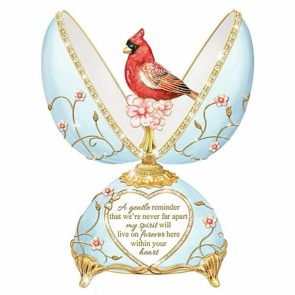 The Bradford Exchange Heavenly Messenger Egg-Shaped Handcrafted of Heirloom Porcelain Music Box 6.5-inches