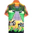 thumbnail image 2 of HAPPY BAY Men's Hawaiian Shirts Short Sleeve Button Down Shirt Men's Casual Shirts Holiday Tropical Beach Summer Party Shirts for Men Funny 3XL Motorcycle Bike, Orange, 2 of 7
