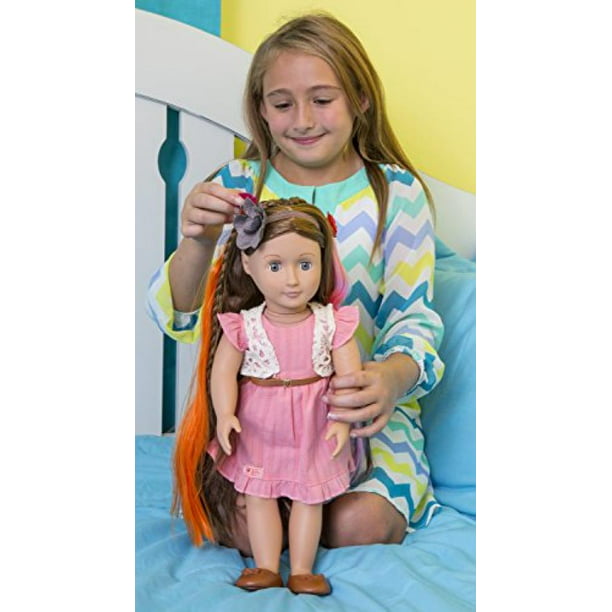 Our Generation From Hair to There 18-Inch Parker Doll with Extendable Hair and Style Guide in Cute Pink Dress Walmart.com