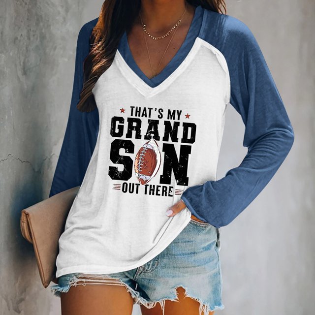 MKLEKYY Hauts de Concert pour Femmes Chandails en Molleton Légers Décontractés à Col Rond Manches Longues Imprimé Graphique de Football T-Shirt