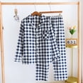 thumbnail image 3 of DuoJiaJ Ladies' Autumn Casual Long Sleeve And Long Pants Plaid Pajama Set With Lapel Cotton Nightwear For Women Blue, 3 of 3