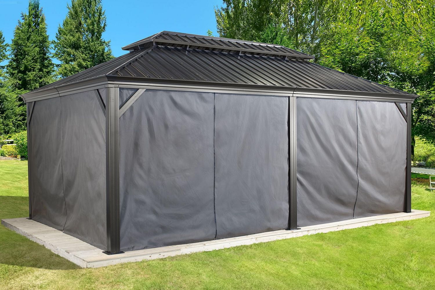 Sojag Grey Curtains for Monaco/Messina Gazebos, 12 x 20 ft., Outdoor Shades