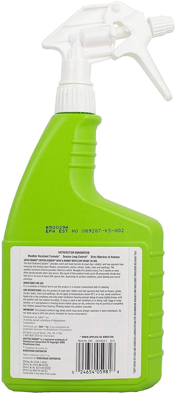 Woodstream Critter Ridder Deer & Rabbits & Squirrels Repellent, 32 oz