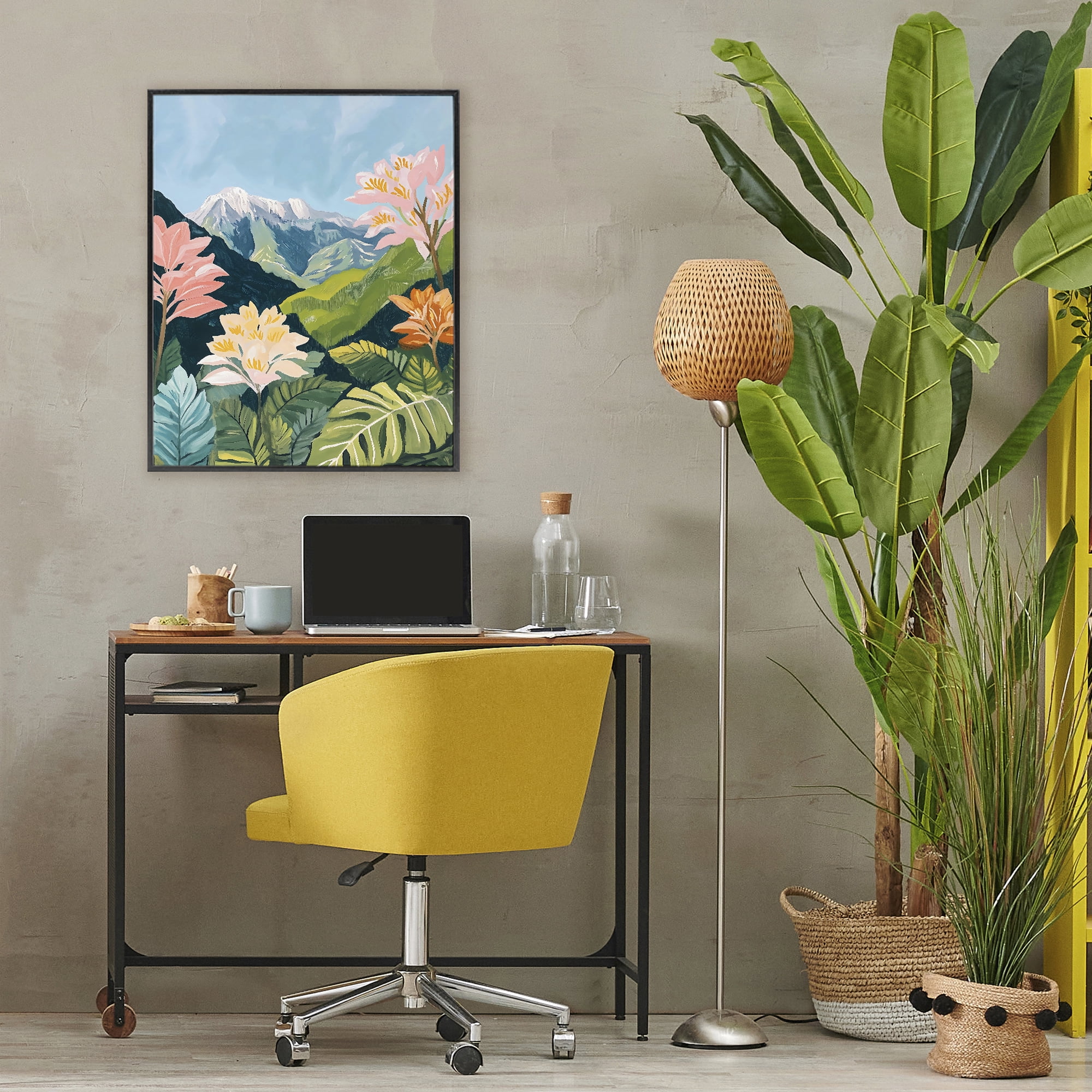Stupell Industries Tropical Mountain Landscape Black Framed Giclee Art, design by The Prints Vibe